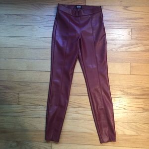Zara faux leather red side zip leggings Small